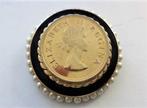 Grote broche Elizabeth II Regina, met parelrand, Ophalen, Zo goed als nieuw, Zilver, Overige materialen