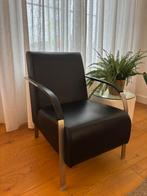 Stoel fauteuil zwart imitatieleer, Huis en Inrichting, Ophalen, Overige materialen, 75 tot 100 cm, Zo goed als nieuw