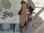 Te koop ronde eettafel 140cm massief eiken, Huis en Inrichting, Ophalen, Rond, Zo goed als nieuw, 100 tot 150 cm
