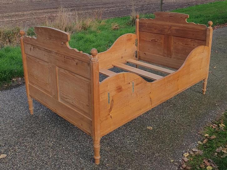 geloogd grenen bed, 110 x 180 cm, inclusief nieuw matras!, Huis en Inrichting, Slaapkamer | Bedden, Gebruikt, Twijfelaar, 120 cm