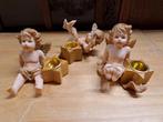Schattige Engel Kaarsenhouders - Set van 4, Kunststof, Beige, Ophalen of Verzenden, Zo goed als nieuw