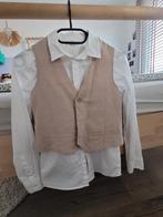 Wit overhemd met beige gilet maat 140, Ophalen, Zo goed als nieuw, Maat 34 (XS) of kleiner, Wit