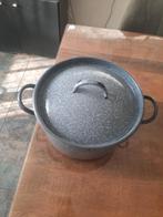 Grijs gewolkte Emaille pan, Kookpan of Snelkookpan, Gietijzer, Ophalen of Verzenden, Zo goed als nieuw