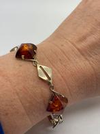 A402 Prachtige zilverem armband barnsteen, Sieraden, Tassen en Uiterlijk, Antieke sieraden, Ophalen of Verzenden, Zilver, Armband