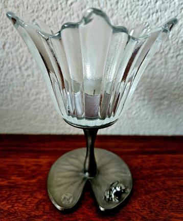 Tinnen waxine lichthouder / Pewter ETAIN Tin beschikbaar voor biedingen