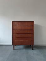 Vintage Deense ladekast in teak, Ophalen, 5 laden of meer, 100 tot 150 cm, Teakhout