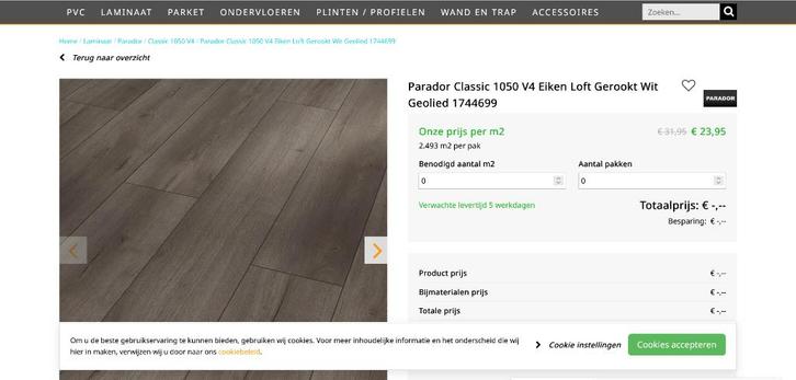 eiken loft gerookte wit geolied levendige structuur, Huis en Inrichting, Stoffering | Vloerbedekking, Nieuw, Laminaat, Wit, 25 tot 50 m²