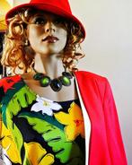 Jurk wijd model bladpatroon jurk groen zwart kleurenlook XXL, Ophalen of Verzenden, Gedragen, Groen, Jurk