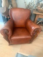 Prachtige art deco leren clubfauteuil, Huis en Inrichting, Fauteuils, Ophalen, Gebruikt, Leer, Art deco