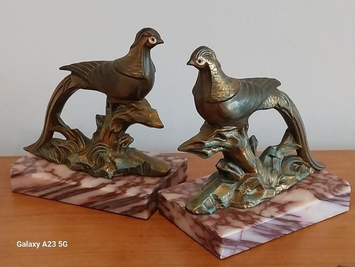 Art Deco boekensteunen fazanten op marmer, Antiek en Kunst, Antiek | Woonaccessoires, Ophalen of Verzenden