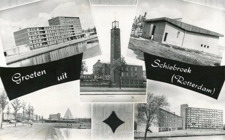 ROTTERDAM - Groeten uit Schiebroek vijfluik 1966 (VK070), Verzamelen, Ansichtkaarten | Nederland, Gelopen, Zuid-Holland, 1960 tot 1980