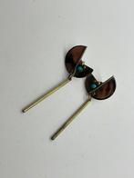 B317 Prachtige zilveren modernist oorbellen bicolor, Sieraden, Tassen en Uiterlijk, Oorbellen, Hangers, Ophalen of Verzenden, X