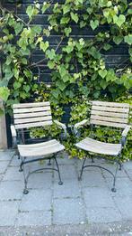 4x Tuinstoelen teak en ijzer / gietijzer, Ophalen, Gebruikt