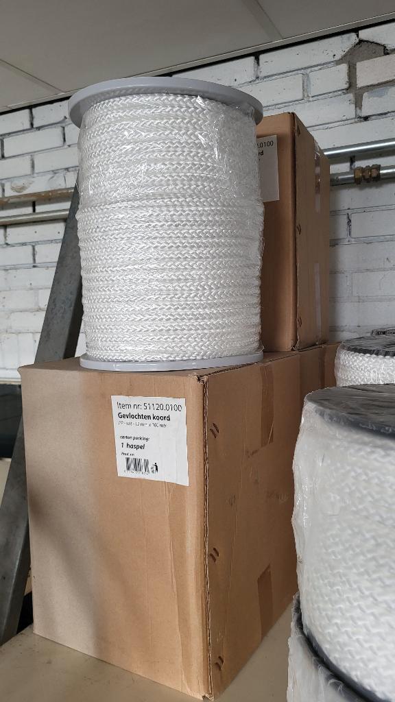 Gevlochten touw wit 5 rollen 12mm x 100 meter, Doe-het-zelf en Verbouw, IJzerwaren en Bevestigingsmiddelen, Nieuw, 250 mm of meer