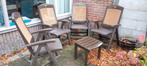 Set van 4 tuinstoelen plus tafeltje € 10, Ophalen, Zo goed als nieuw, Kunststof, Verstelbaar