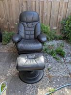 Leather armchair + footstool/Leren fauteuil met voetenbank, Ophalen, Gebruikt, Minder dan 75 cm, Leer