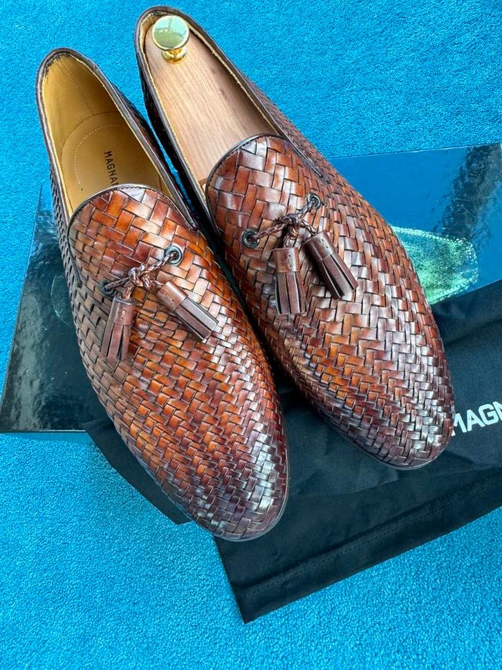 * NIEUW Magnanni Instappers Vlecht EU44 Bruin, Kleding | Heren, Schoenen, Nieuw, Loafers, Bruin, Verzenden