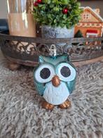 Kerstbal uil kunststof 8 stuks kleur ijsblauw 10 cm, Diversen, Kerst, Ophalen of Verzenden, Zo goed als nieuw