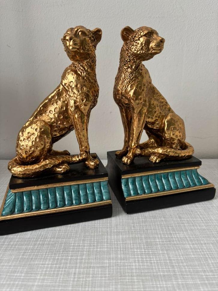 Boekensteun set Luipaard goud h 20 diepte 10.5 breedte 24, Huis en Inrichting, Woonaccessoires | Overige, Nieuw, Ophalen of Verzenden