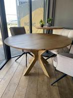LEEGVERKOOP MANGO TAFEL ROND MET MASSIEF HOUTEN ONDERSTEL !, Ophalen, Bruin, Nieuw, Modern