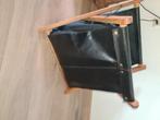 Lectuurbak/krantenbak teakhout met leer, Ophalen, Zo goed als nieuw