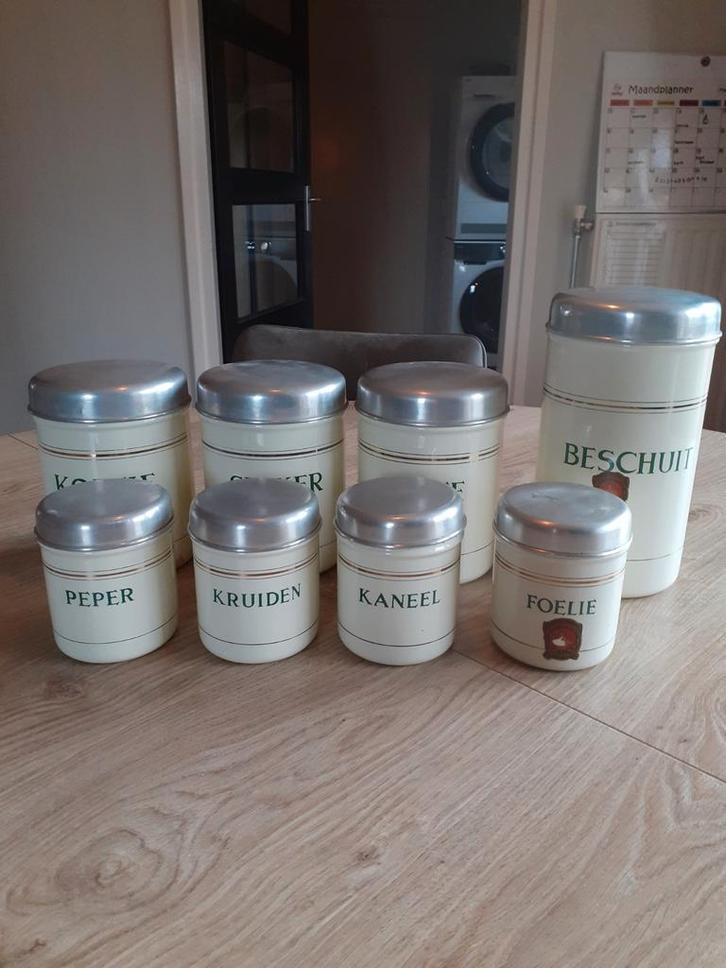 Vintage Voorraadblikken Set, Antiek en Kunst, Antiek | Emaille, Ophalen of Verzenden