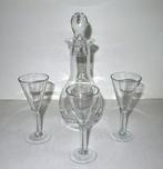 Vintage liquor of cognac glazen set karaf met drie glaasjes, Antiek en Kunst, Ophalen of Verzenden