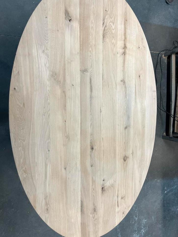 Ovaal Eiken Tafelblad - 200x120x3cm- Licht Verjongd, Huis en Inrichting, Tafelonderdelen, Zo goed als nieuw, Tafelblad, 150 tot 200 cm
