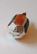 oude kerstbal geometrische vorm, zilver, oranje groen 6 cm, Antiek en Kunst, Ophalen of Verzenden