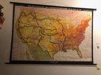 Oude schoolplaat / landkaart Verenigde Staten van Amerika, Antiek en Kunst, Ophalen, Geschiedenis