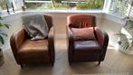 2 leren fauteuils schapen leer, Huis en Inrichting, Fauteuils, Ophalen, Gebruikt, Vintage, 50 tot 75 cm