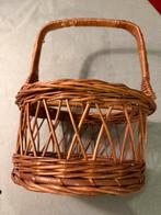 Vintage rieten mand voor vier flessen met handvat, Ophalen of Verzenden, Gebruikt