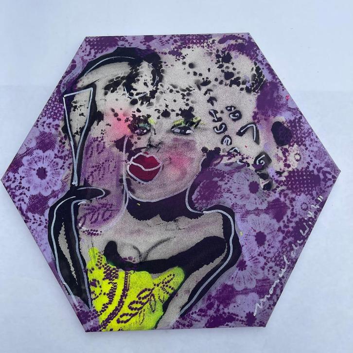 Schilderij Marcel de With - Maidemoiselle Paris 50x50cm, Antiek en Kunst, Kunst | Schilderijen | Modern, Ophalen of Verzenden