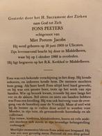 Peeters x Jacobs 1909 Ulicoten 1988 Middelbeers, Ophalen of Verzenden, Bidprentje