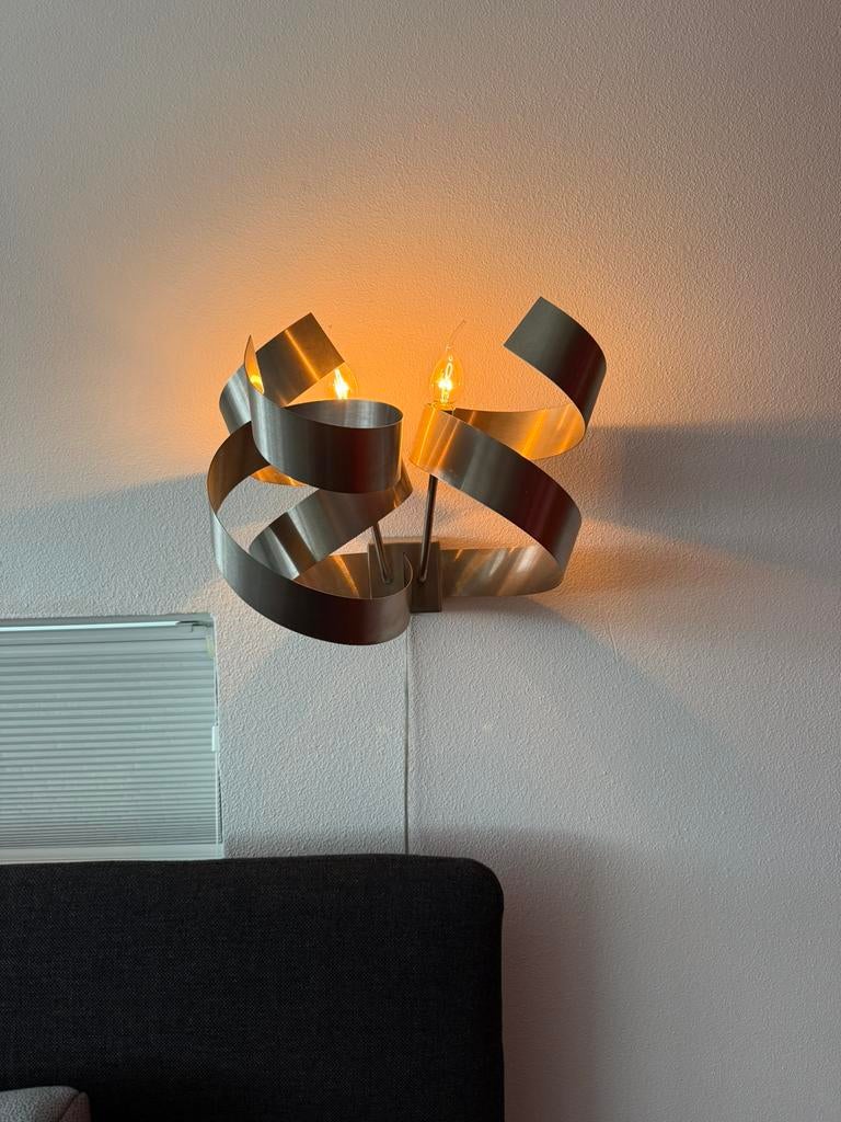Wandlamp rvs krul lamp, Ophalen of Verzenden, Zo goed als nieuw