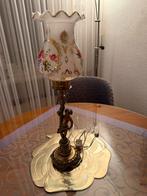 Vintage Tafellamp met Bloemmotief, Ophalen, Gebruikt, Glas, Minder dan 100 cm