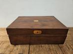 Antieke houten schrijfkist met inktpot, Ophalen of Verzenden