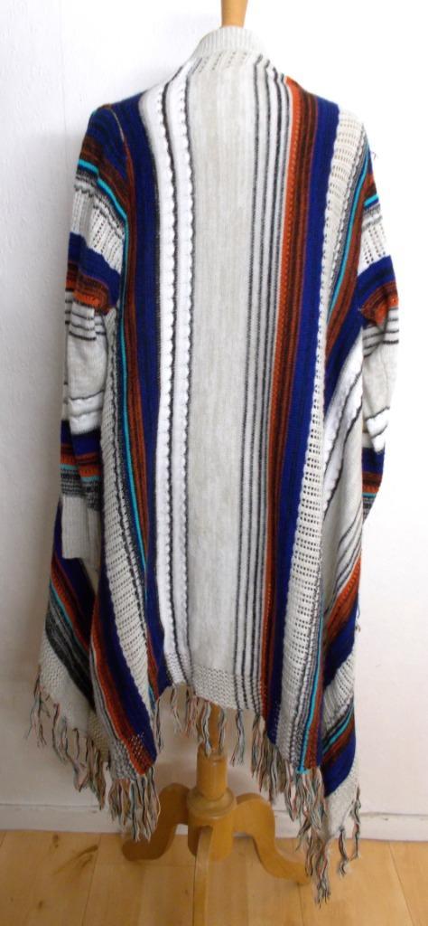 Hippie/festival streep vest met sliertjes! L, Kleding | Dames, Truien en Vesten, Zo goed als nieuw, Maat 38/40 (M), Blauw, Verzenden