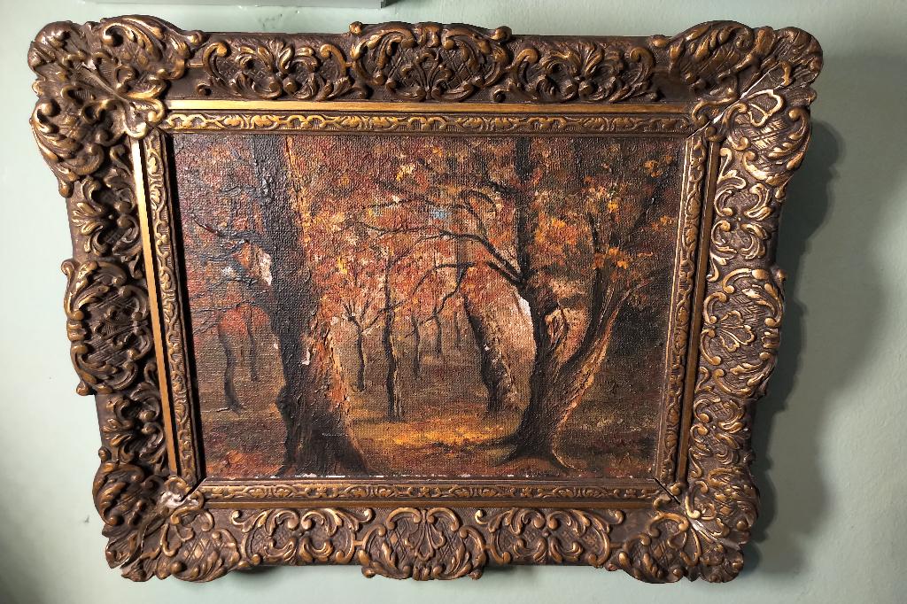 Schilderij: boslandschap in Bergen (F.H. Nieuwenhuizen 1948), Antiek en Kunst, Ophalen of Verzenden