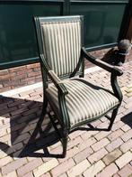 5 stuks Vintage houten stoelen met stoffen bekleding, Huis en Inrichting, Stoelen, Ophalen, Twee, Bruin, Zo goed als nieuw