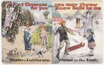 Kaart 1926 - USA - Winter in California - Winter in the east, Ophalen of Verzenden, 1920 tot 1940, Gelopen, Overige thema's