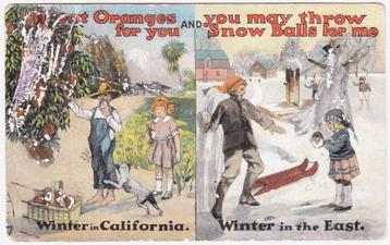 Kaart 1926 - USA - Winter in California - Winter in the east beschikbaar voor biedingen