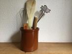 Aardewerken grès pot, bruin glazuur buitenkant. Lepel pot., Antiek en Kunst, Ophalen of Verzenden