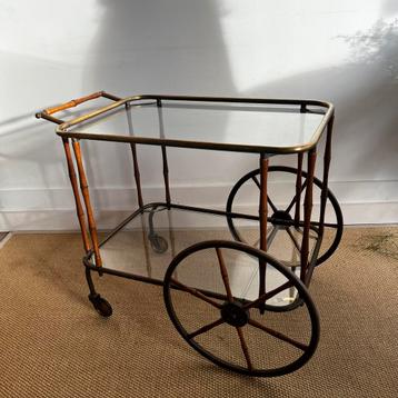 Faux Bamboo bar cart trolley serveerwagen antiek vintage beschikbaar voor biedingen