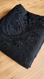 wol met zijden rand zwarte rouw doek voor voor 1900, Antiek en Kunst, Ophalen of Verzenden