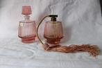 Antiek Art Deco pink depression glass vanity set 1930-1940, Ophalen of Verzenden