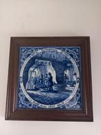 Vintage Delftsblauw tegel met lijst, Ophalen of Verzenden