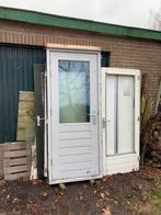 Hardhouten deur met kozijn, 80 tot 100 cm, Glas, Zo goed als nieuw, Buitendeur