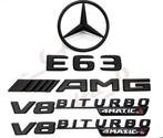Mercedes E63 AMG Embleem Set Zwart V8 Biturbo, Ophalen of Verzenden