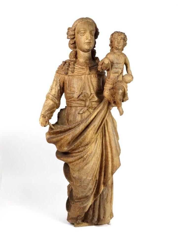 Sculptuur Madonna met Kind, vroeg 17de eeuw, Antiek en Kunst, Kunst | Beelden en Houtsnijwerken, Ophalen of Verzenden